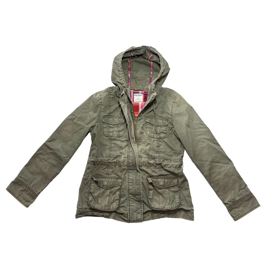 Old Navy Jacket Vintage Y2K Utility Green Worn Indie Sleaze Grunge Military S